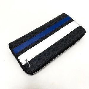 Michael Kors Cooper‎ Tech Zip Around PVC with Leather Black / Sapphire